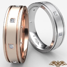 Diamond Eternity Grooves Matte Finish Men's Wedding Band 14k Rose Gold (0.17Ct. tw.)