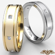 0.17 Ct Diamond Eternity Grooves Matte Finish Men's Wedding Band 14k White Gold