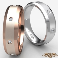 Bevel Edge Brushed Diamond Eternity Men's Wedding Band 14k Rose Gold  (0.15Ct. tw.)