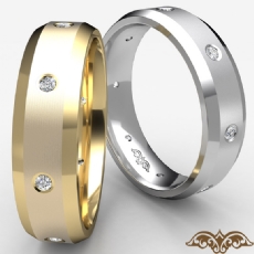 Bevel Edge Brushed Diamond Eternity Men's Wedding Band 18k Gold Yellow  (0.15Ct. tw.)