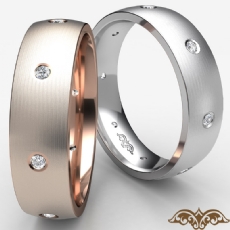 Low Dome Matte Finish Men's Diamond Eternity Wedding Band 14k Rose Gold  (0.1Ct. tw.)