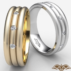 Matte Tripple Dome Bezel Diamond Men's Half Wedding Band 14k White Gold 0.50 Ct