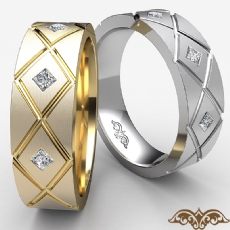 Zigzag Bezel Diamond Men's Half Wedding Band in 14k White Gold 0.20 Ct