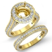 3.45Ct Vintage Diamond Engagement Bridal Set 14k Yellow Gold Round SemiMount Ring - javda.com 