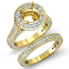 Vintage Diamond Engagement Bridal Set 14k Gold Yellow Round SemiMount Ring (3.45Ct. tw.)