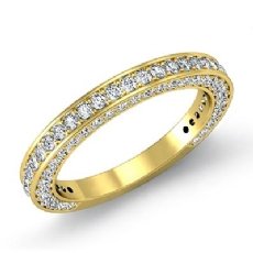 Round Diamond Half Wedding Women Matching Band 14k Gold Yellow 2.5mm Ring  (1.35Ct. tw.)