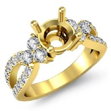 Round Diamond 3 Stone Engagement Semi Mount Ring 14k Gold Yellow Split Shank  (0.86Ct. tw.)