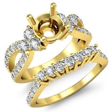 Round Diamond Engagement Ring Bridal Set 14k Gold Yellow Pave Setting  (1.55Ct. tw.)