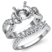Round Diamond Engagement Ring Bridal Set Platinum 950 Pave Setting 1.55Ct - javda.com 