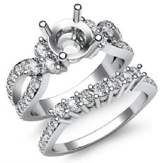 1.55Ct Round Diamond Engagement Ring Bridal Set 14K White Gold Pave Setting