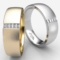 Channel Baguette Diamond Matte Men's Half Wedding Band 14k White Gold 0.20 Ct
