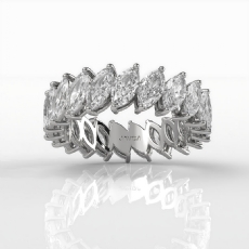 Shared Prong Marquise Lab-Grown Diamond Women Wedding Band 14k White Gold 3.6ctw