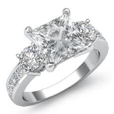 3 Stone Channel Sidestone diamond Ring 14k Gold White