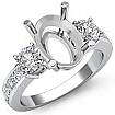 Diamond Engagement Three 3 Stone Ring Round Oval Semi Mount 14k White Gold 0.6Ct - javda.com 