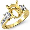 Diamond Engagement Three 3 Stone Ring Round Oval Semi Mount 14k Yellow Gold 0.6Ct - javda.com 