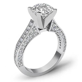 1Ct Diamond Solitaire Engagement Round Semi Mount Ring Setting Platinum