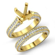 Diamond Wedding Bridal Set 14k Gold Yellow Round Semi Mount Engagement Ring (2.2Ct. tw.)
