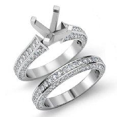 2.2Ct Diamond Wedding Bridal Set 14K White Gold Round Semi Mount Engagement Ring