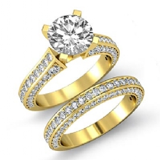 Pave Wedding Bridal Set diamond Ring 14k Gold Yellow