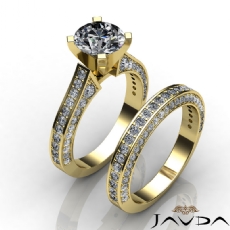 Pave Wedding Bridal Set diamond  14k Gold Yellow