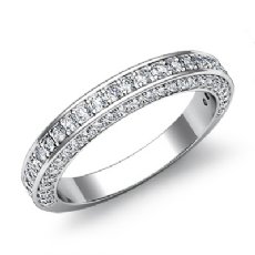 Women's Half Wedding Band Pave Diamond Matching Set Ring 14k White Gold 1.2Ct