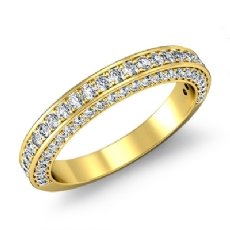 Women's Half Wedding Band Pave Diamond Matching Set Ring 14k Gold Yellow  (1.2Ct. tw.)