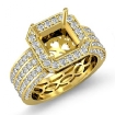 3 Row Diamond Engagement Princess Semi Mount Ring 14k Yellow Gold Halo 1.45Ct - javda.com 