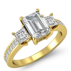 Basket Style Three Stone diamond Ring 18k Gold Yellow