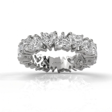 Heart Shared Prong Women's Wedding Band Lab Grown Diamond 14k White Gold 4.9ctw.