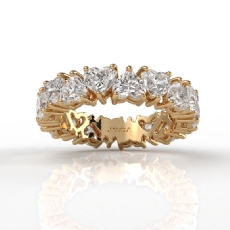 Heart Shared Prong Women's Wedding Band Lab Grown Diamond 14k Gold Yellow  (4.9Ct. tw.)