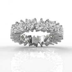Prong Set Women Eternity Heart Wedding Band Lab Grown Diamond 14k W Gold 6.25ctw