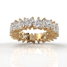 Prong Set Women Eternity Heart Wedding Band Lab Grown Diamond 14k Gold Yellow  (6.25Ct. tw.)