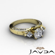 Kite Style Wedding 3 Stone diamond  14k Gold Yellow