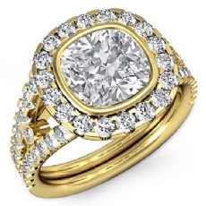 Halo Prong Bezel Setting diamond Ring 14k Gold Yellow