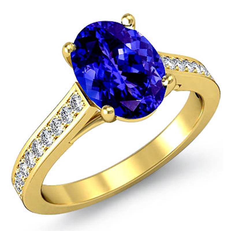 Trellis Style Pave Oval diamond Engagement Ring in 18k Gold Yellow