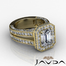 Pave Set Circa Halo Bridge diamond Ring 18k Gold Yellow