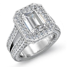 Split Shank Circa Halo Pave diamond Ring 18k Gold White