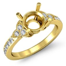 Round Diamond Engagement Ring Three 3 Stone Semi Mount 14k Gold Yellow Setting  (0.16Ct. tw.)