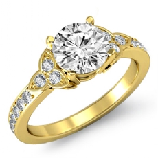 Floral Style Pave 3 Stone diamond Hot Deals 18k Gold Yellow