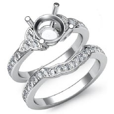0.60Ct Diamond Engagement Semi Mount Ring Bridal Set 14K White Gold Wedding Band