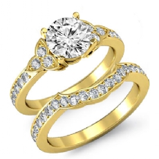 Floral Motif Pave Bridal Set diamond Ring 18k Gold Yellow