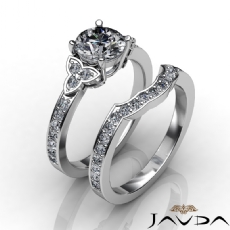 Floral Motif Pave Bridal Set diamond Ring 18k Gold White