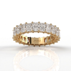 Radiant Lab Grown Diamond Shared Prong Women Wedding Band 14k Gold Yellow  (4.4Ct. tw.)