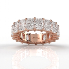 Women Wedding Band Radiant Lab Grown Diamond Shared Prong 14k Rose Gold  (8.35Ct. tw.)