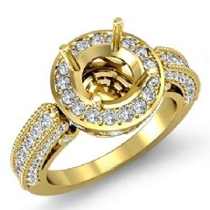 Diamond Engagement Wedding Halo Setting Ring 18k Gold Yellow Round Semi Mount  (1Ct. tw.)