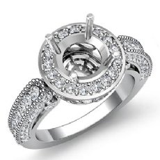 Diamond Engagement Wedding Halo Setting Ring 14k White Gold Round Semi Mount 1Ct