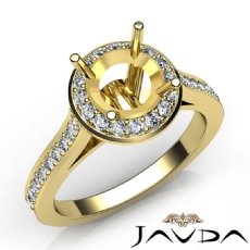Diamond Vintage Engagement Ring 18k Gold Yellow Halo Setting Semi Mount  (0.7Ct. tw.)