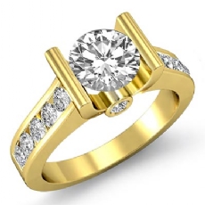 Channel Bezel Accents Set diamond Ring 14k Gold Yellow
