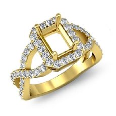 Round Diamond Engagement Semi Mount Ring 14k Gold Yellow Split-Curve Shank (0.67Ct. tw.)