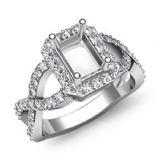 0.67Ct Round Diamond Engagement Semi Mount Ring 14K White Gold Split-Curve Shank